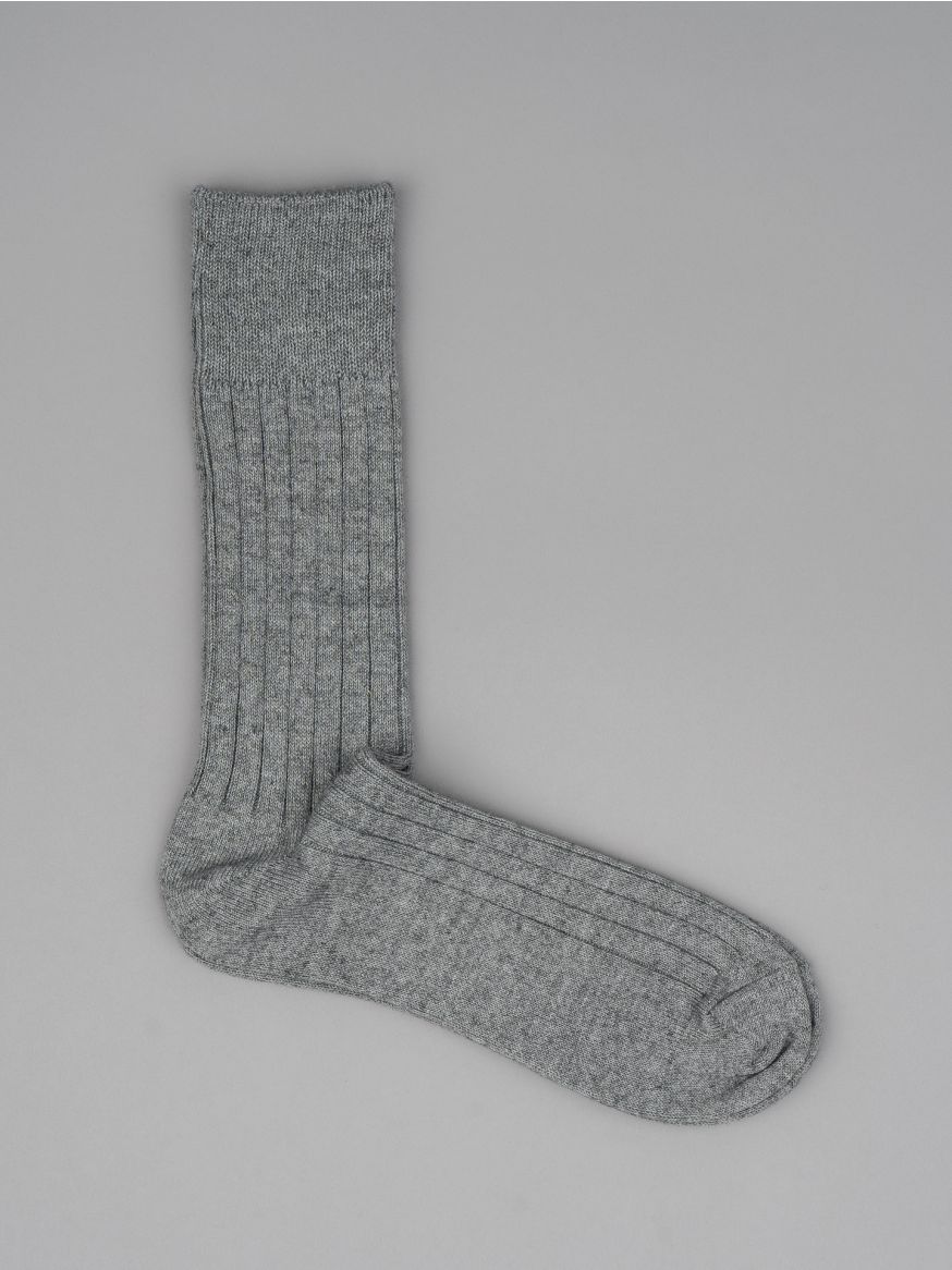 Decka-Showatabé Cashmere Cotton Ribbed Socks - Grey