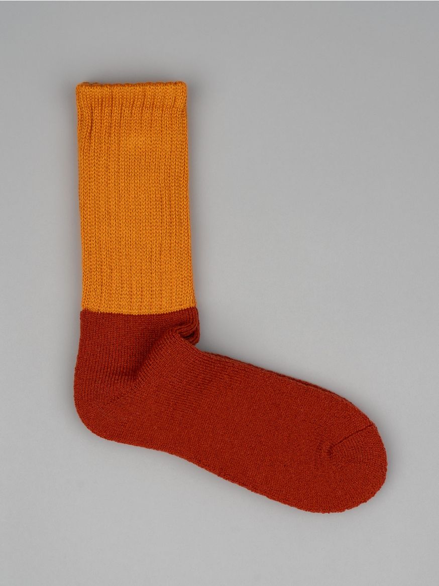 Decka-Showatabé Organic Cotton Ribbed Washable Wool Socks - Orange