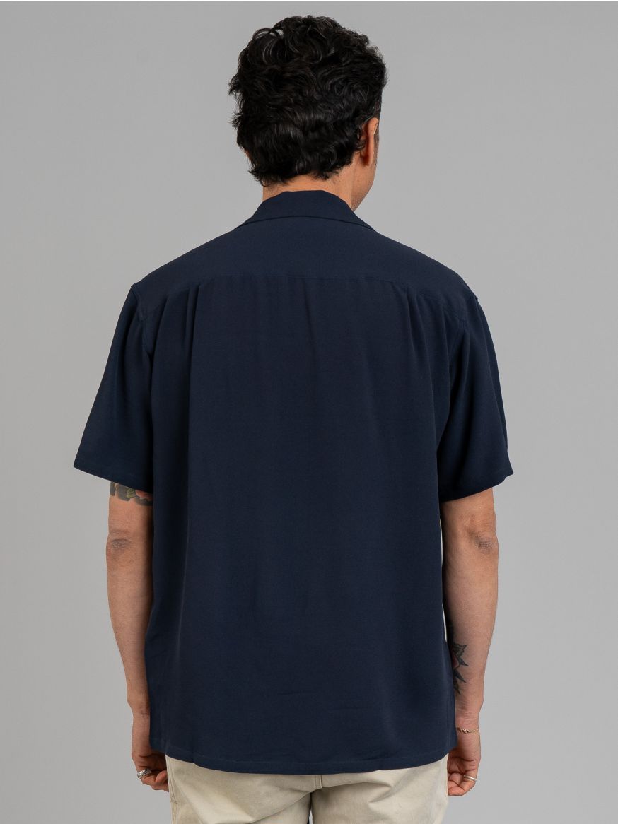 The Real McCoy’s Silk Rayon Open Collar Shirt - Navy