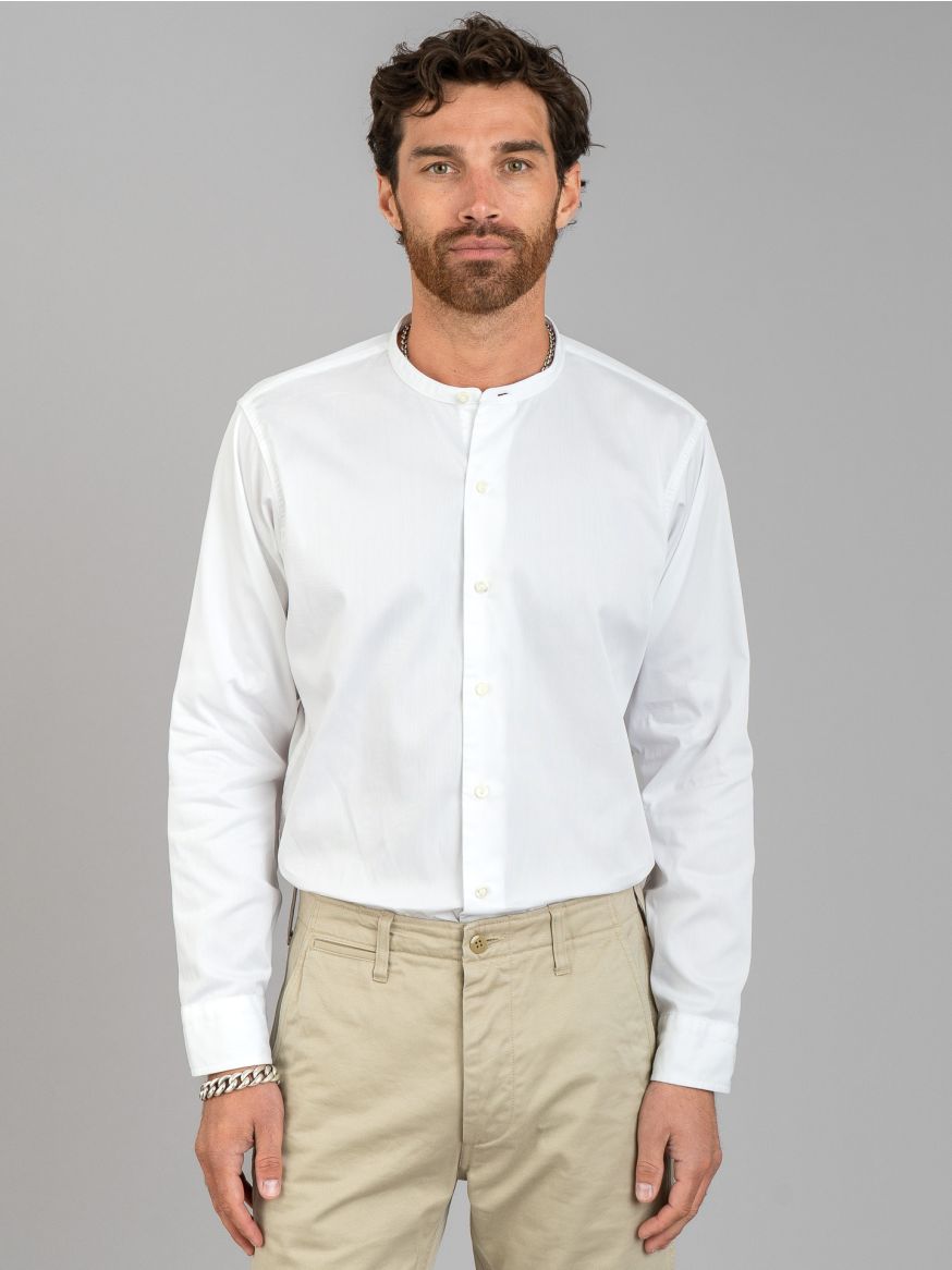 The Real McCoy’s Double Diamond Band Collar Shirt - White