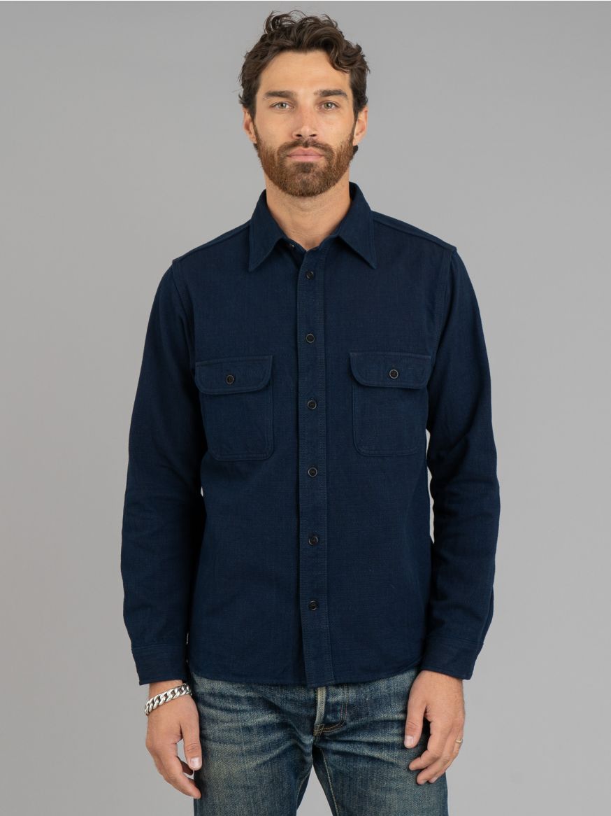 Samurai Indigo Spotted Work Shirt - Indigo & Black