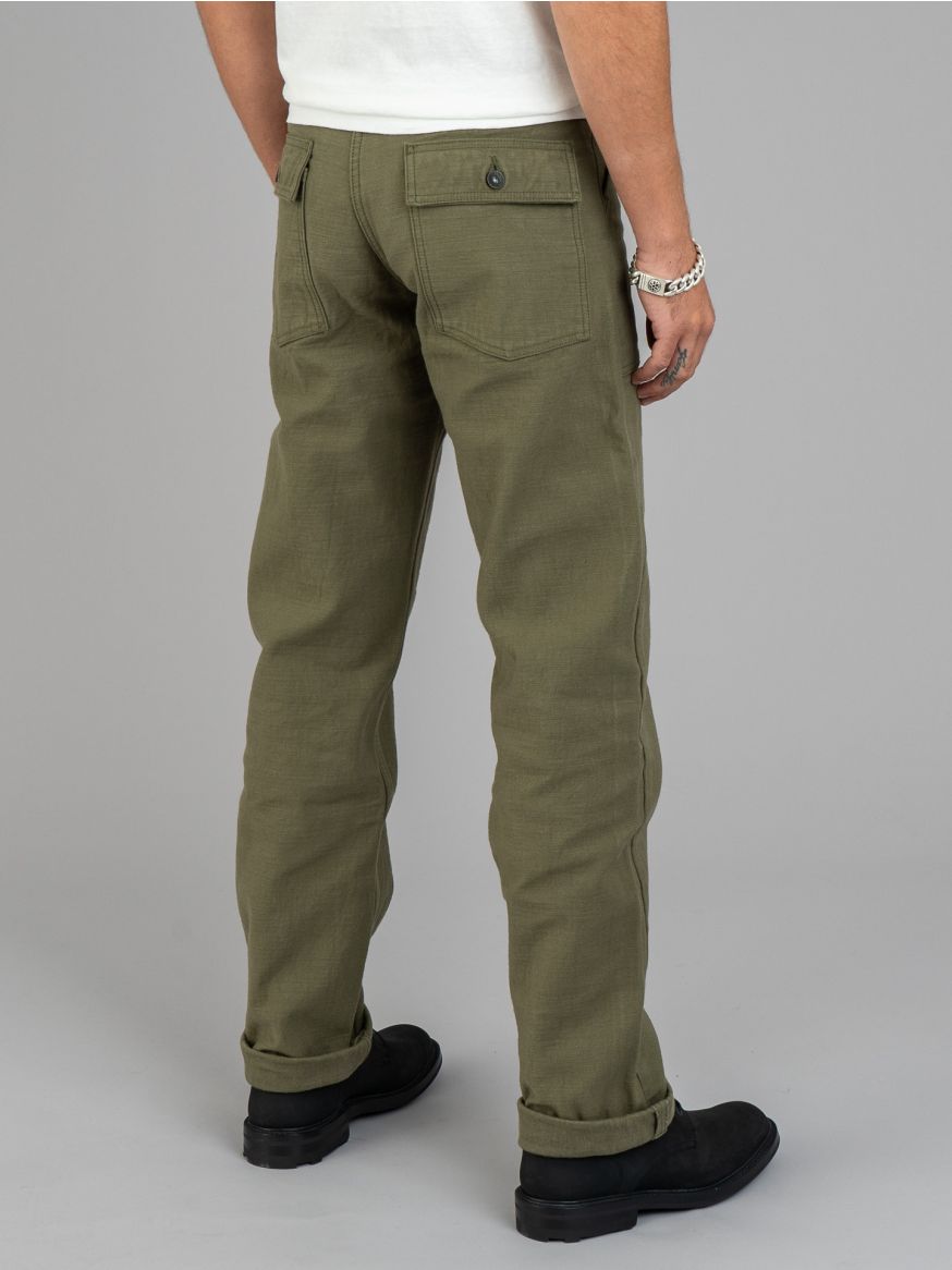 Samurai Heavyweight Back Satin Baker Pants - Olive