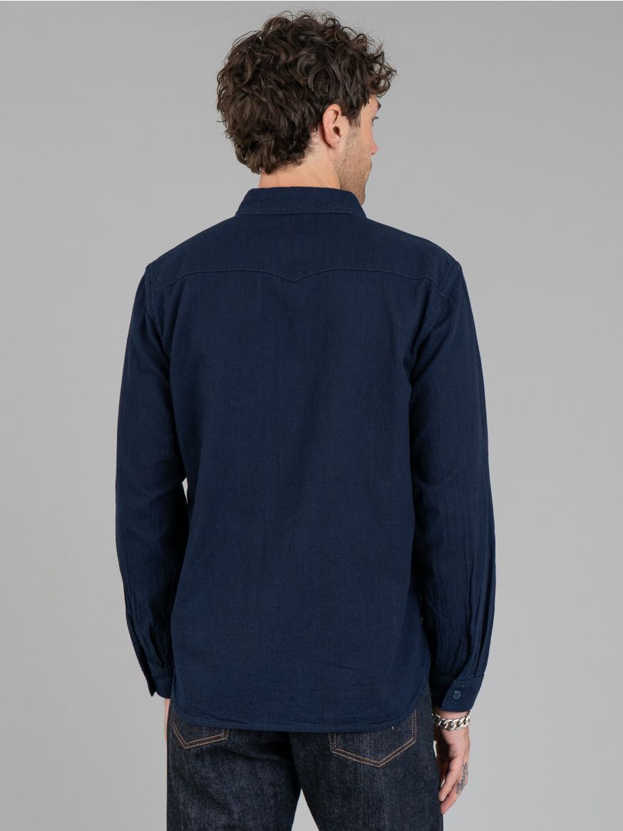 The Flat Head Dobby Work Shirt - Indigo