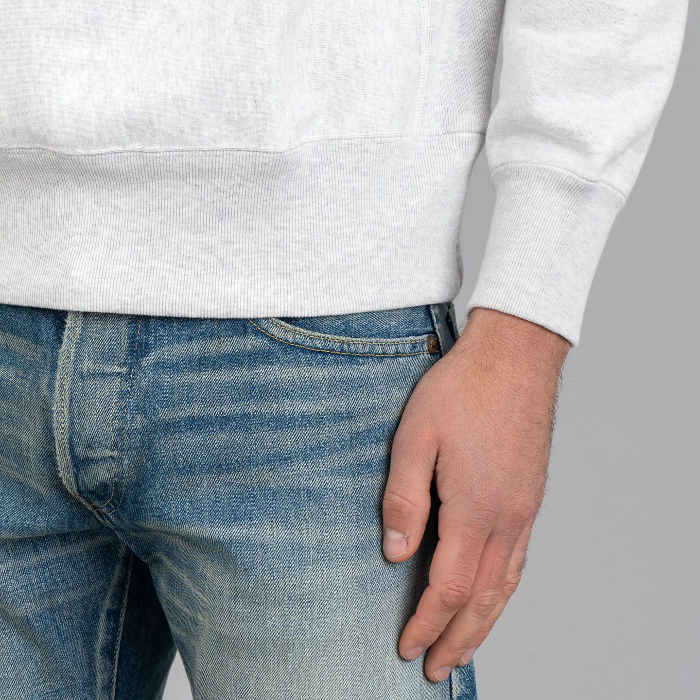 Heavyweight Crewneck Sweatshirt Silver Grey - The Real McCoy's