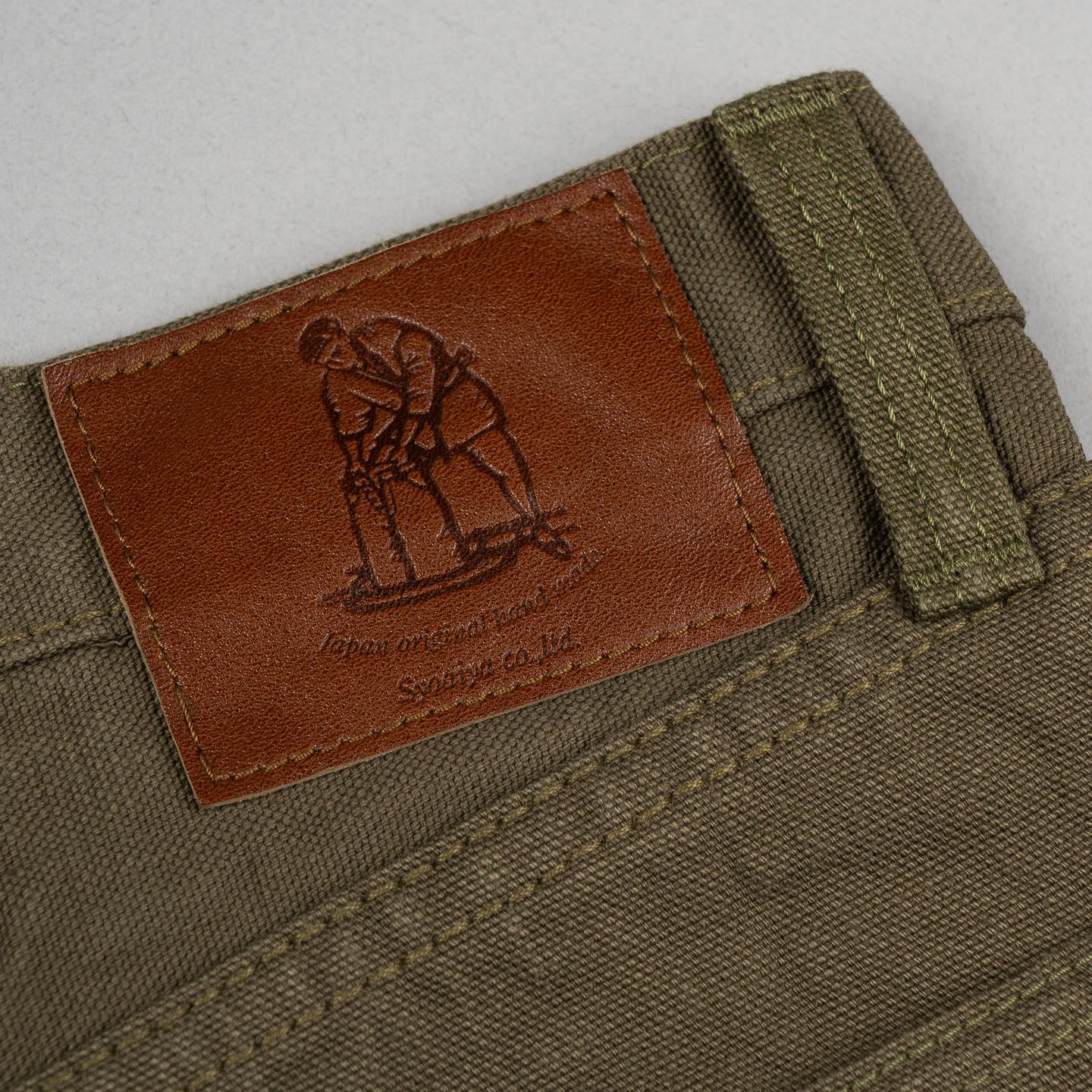Pure Blue Japan Heavy Duck Canvas Olive Pants - Relaxed Tapered