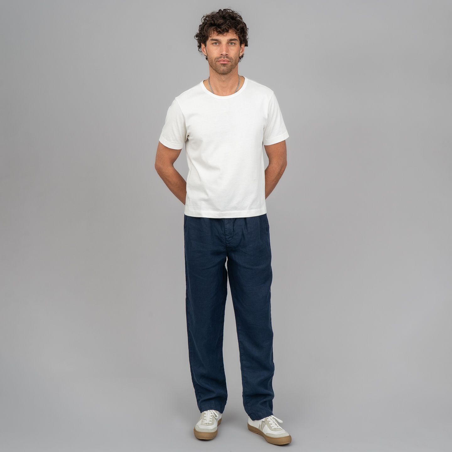 Seuvas Linen Pleated Pants - 2-Tuck Pants - Navy