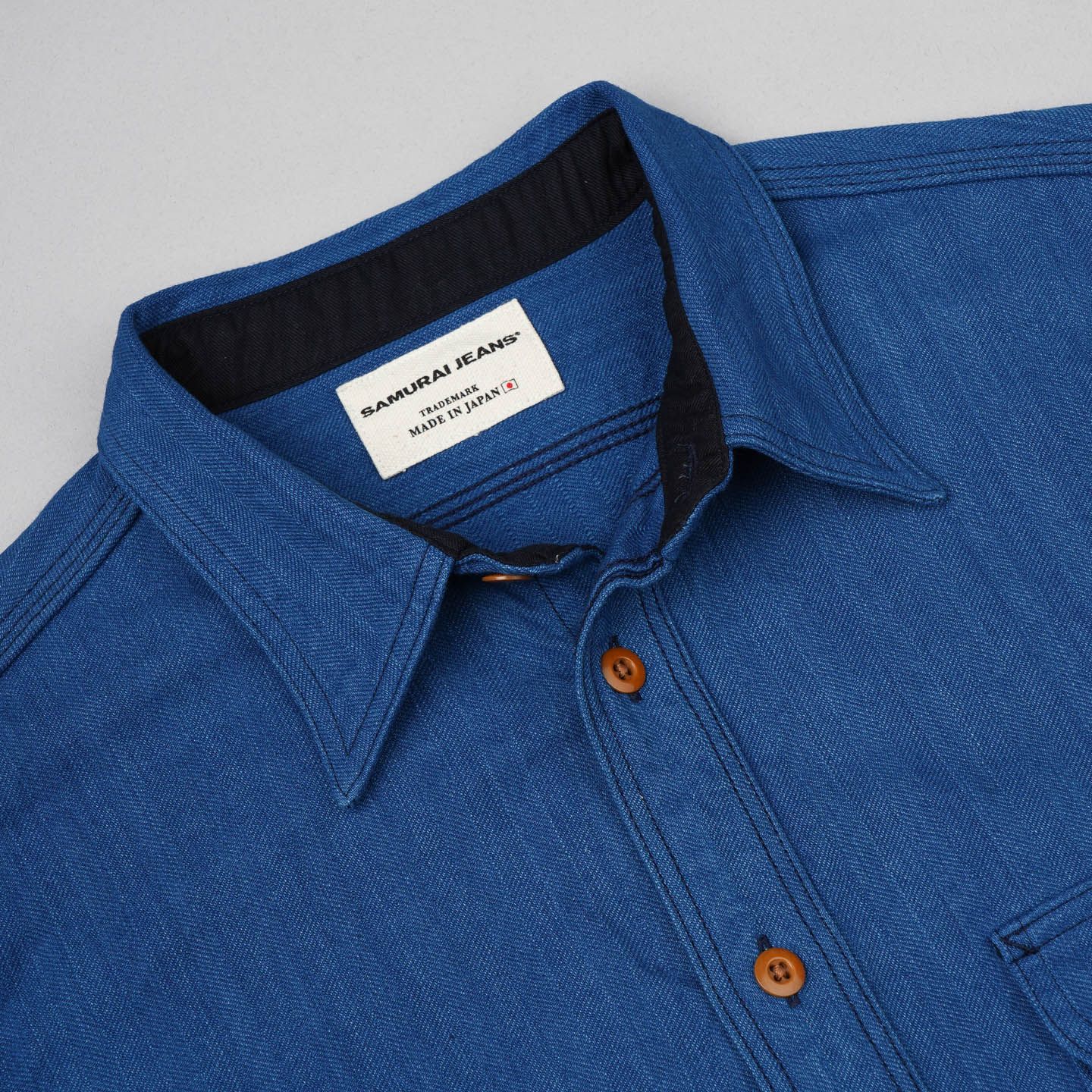 Asagi' Herringbone Twill Shirt - Samurai | Rivet & Hide