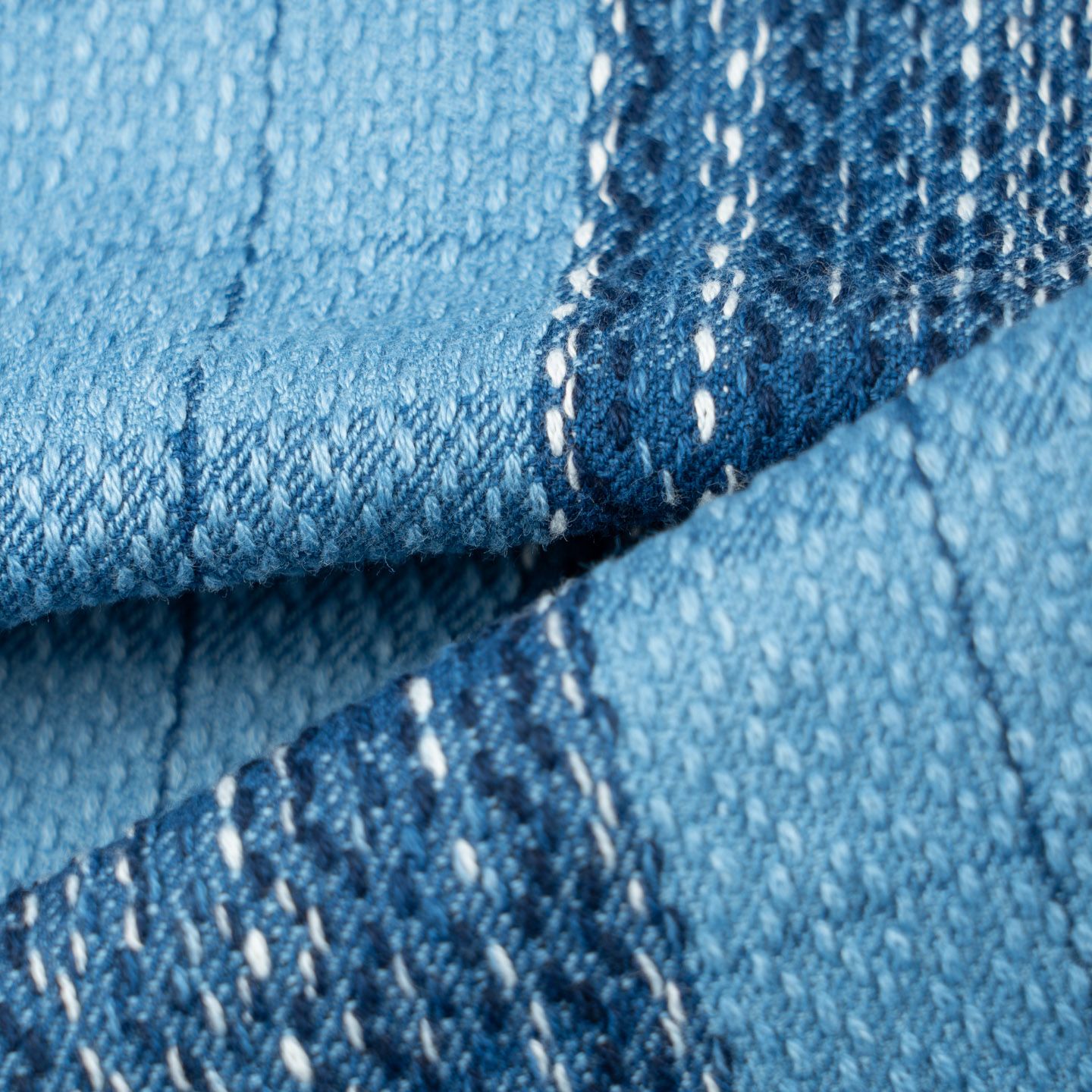 pokkoriD　半袖2点 Samurai Rain-Drop Sashiko & Kasuri Flannel Work Shirt - Indigo