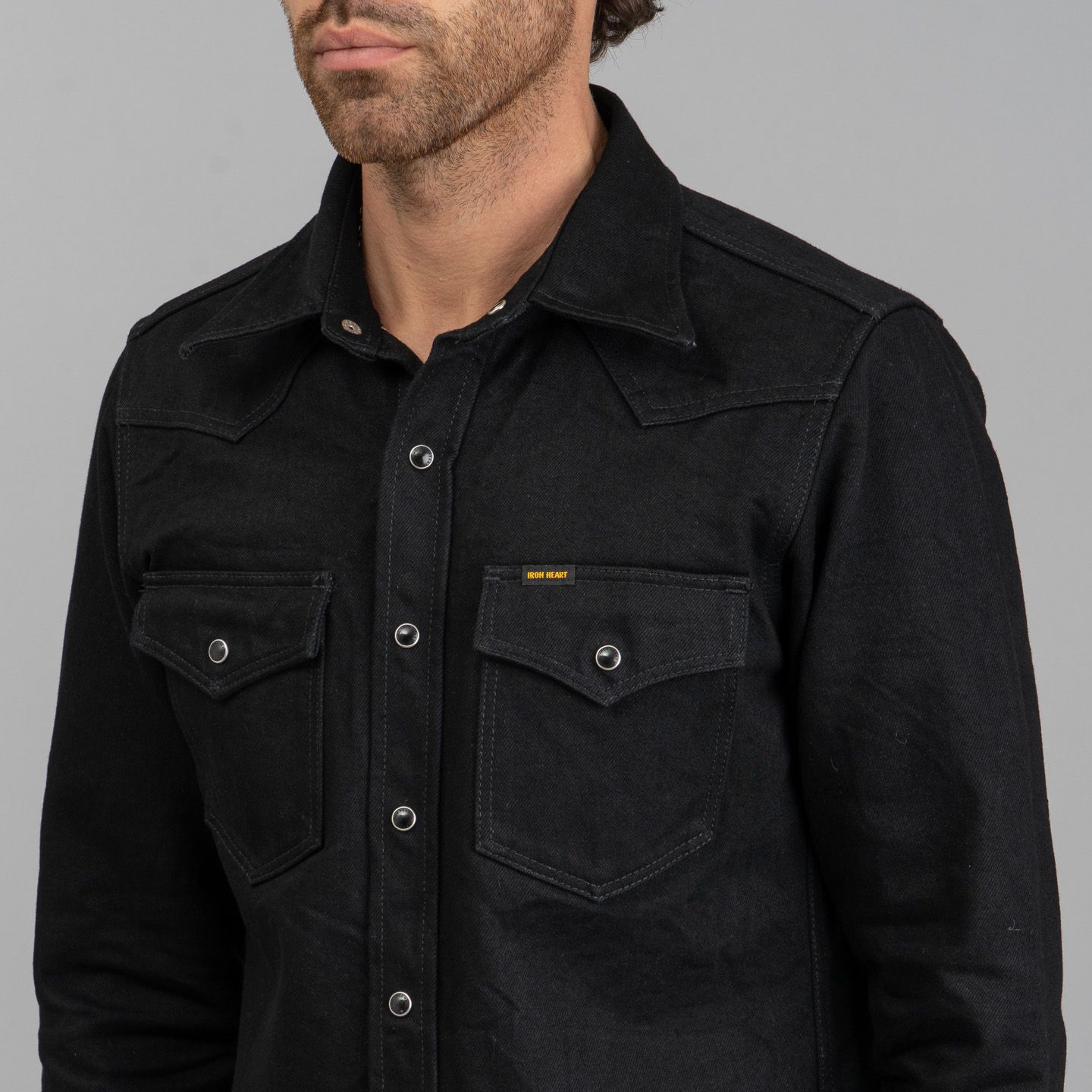 肉厚 IRON HEART ヘビーカルゼウェスタンシャツ BLACK L 肉厚 IRON HEART ヘビーカルゼウェスタンシャツ BLACK L