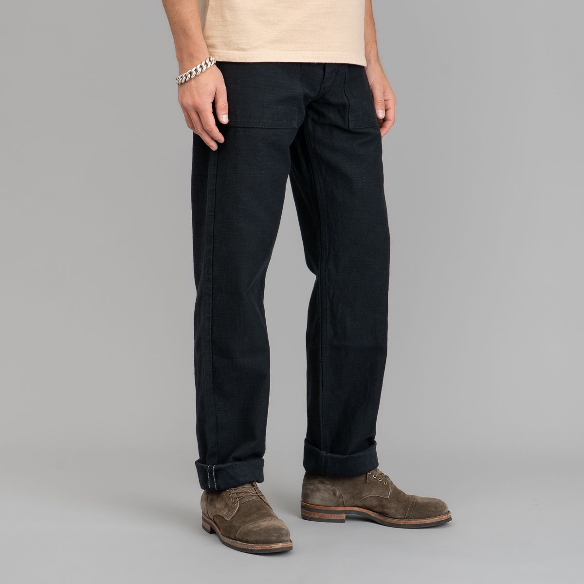 Samurai Heavyweight Back Satin Baker Pants - Black