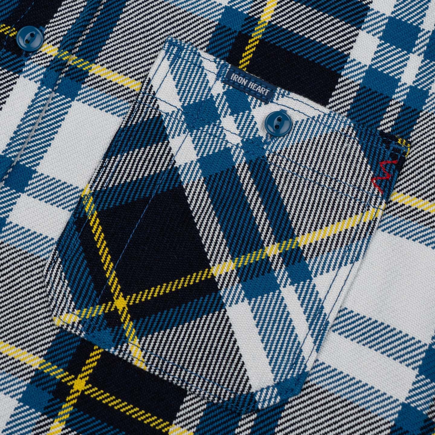 9oz Selvedge American Check Work Shirt Blue - Iron Heart | R&H