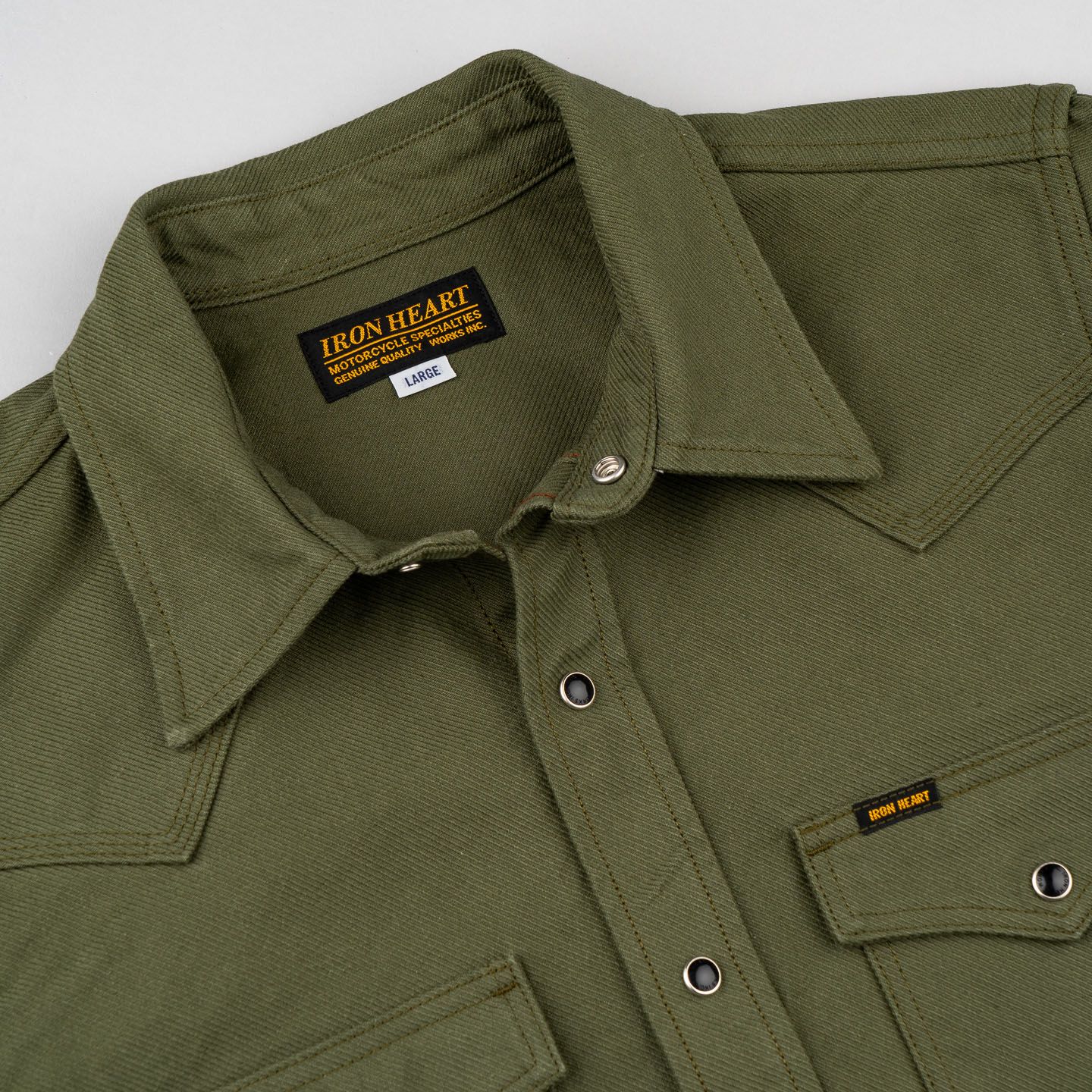 IHSH-235 Western Shirt Olive - Iron Heart | Rivet & Hide