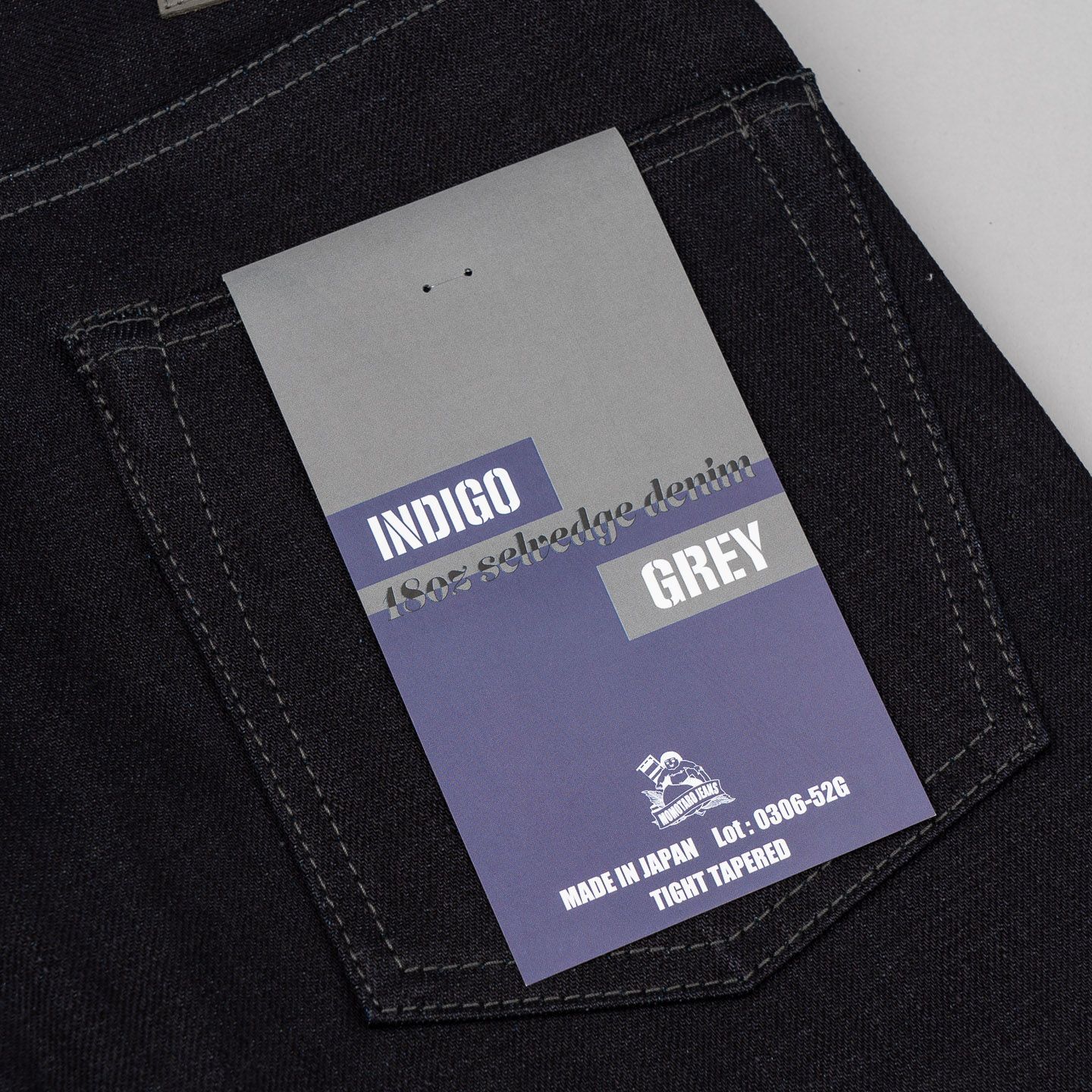 0306-52G Indigo/Grey Tight Tapered Jeans - Momotaro | R&H 0306-52G Indigo/Grey Tight Tapered Jeans - Momotaro | R&H