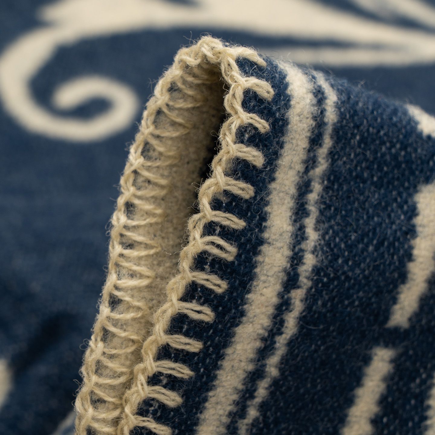 100% Wool Blue Logo Blanket - Indigofera | Rivet & Hide