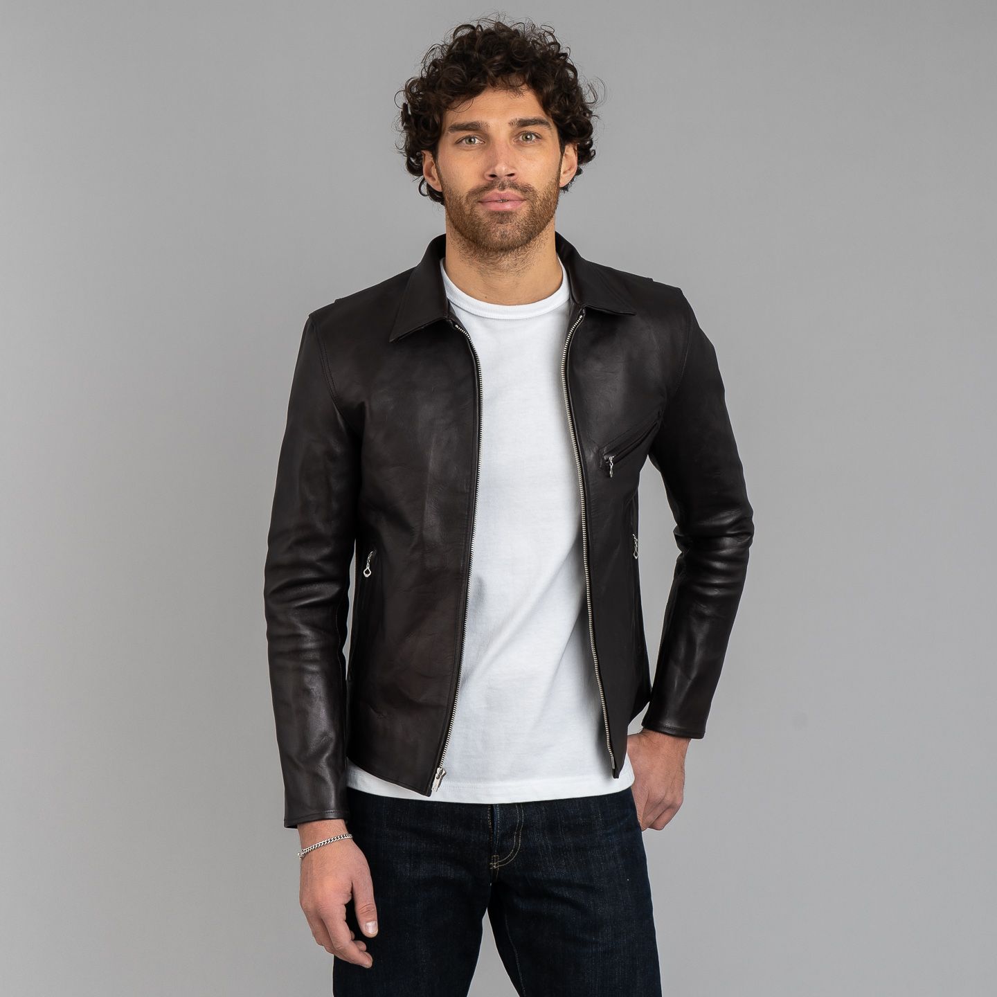 Fine Creek Leathers Eric Jacket 1.3mm Black Shinki Horsehide