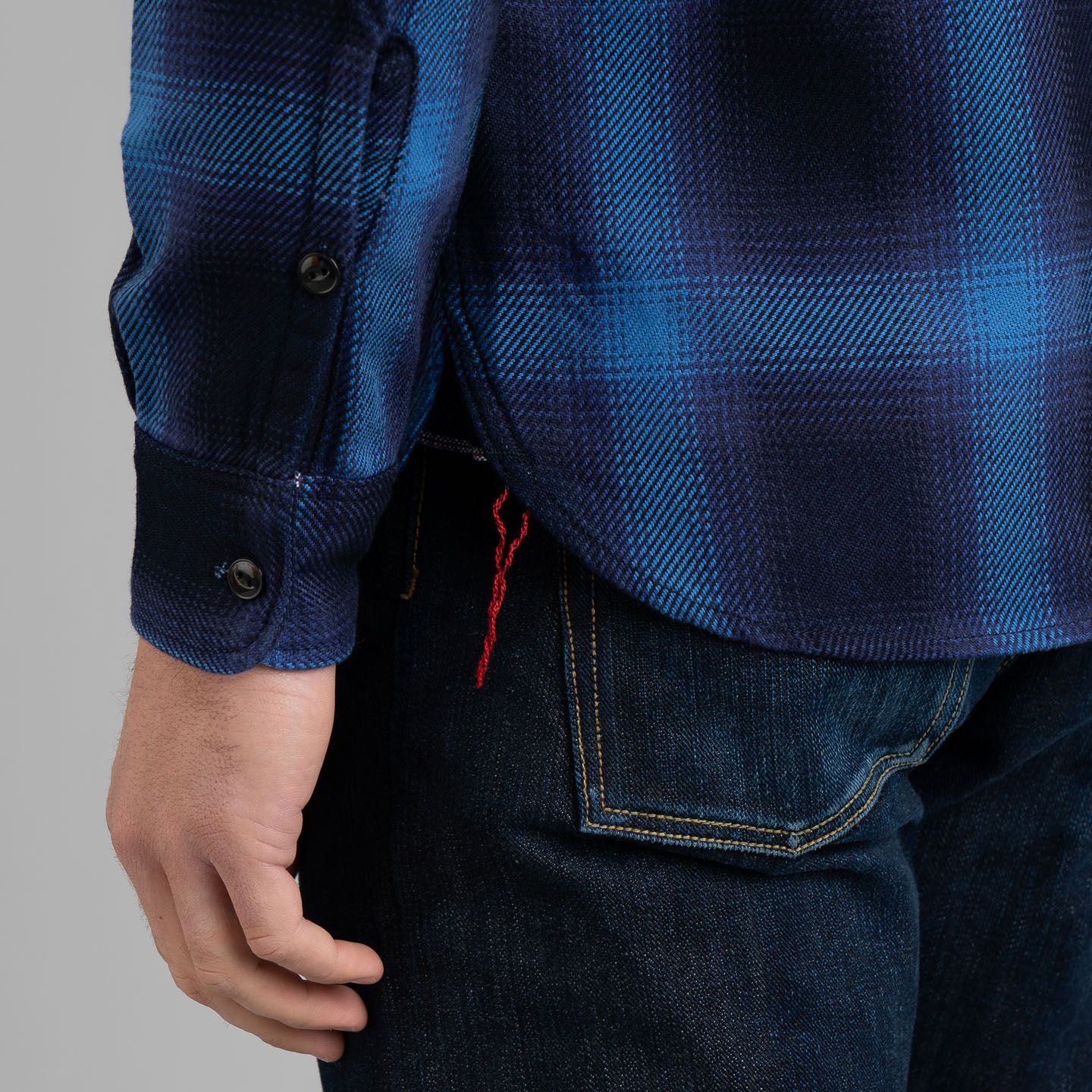 IHSH-349 9oz Ombré Work Shirt Indigo - Iron Heart | R&H