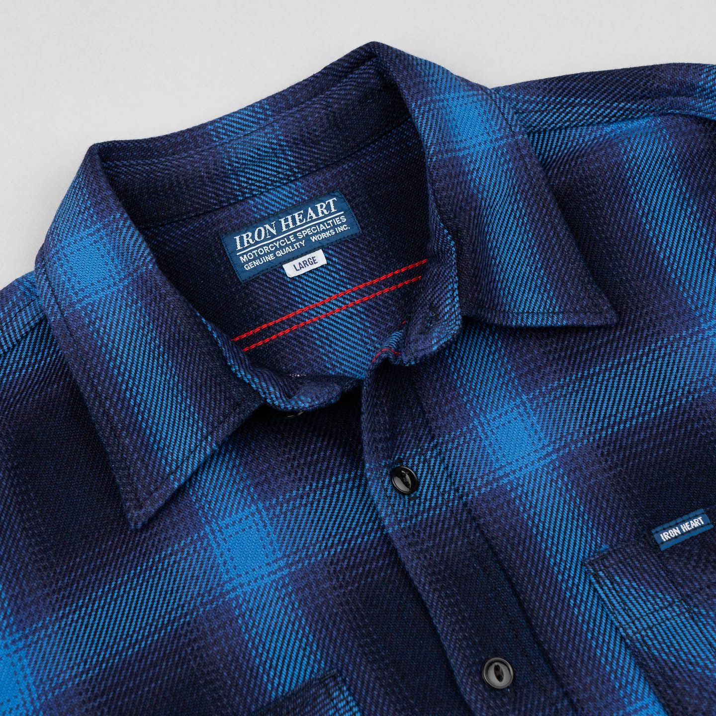 IHSH-349 9oz Ombré Work Shirt Indigo - Iron Heart | R&H