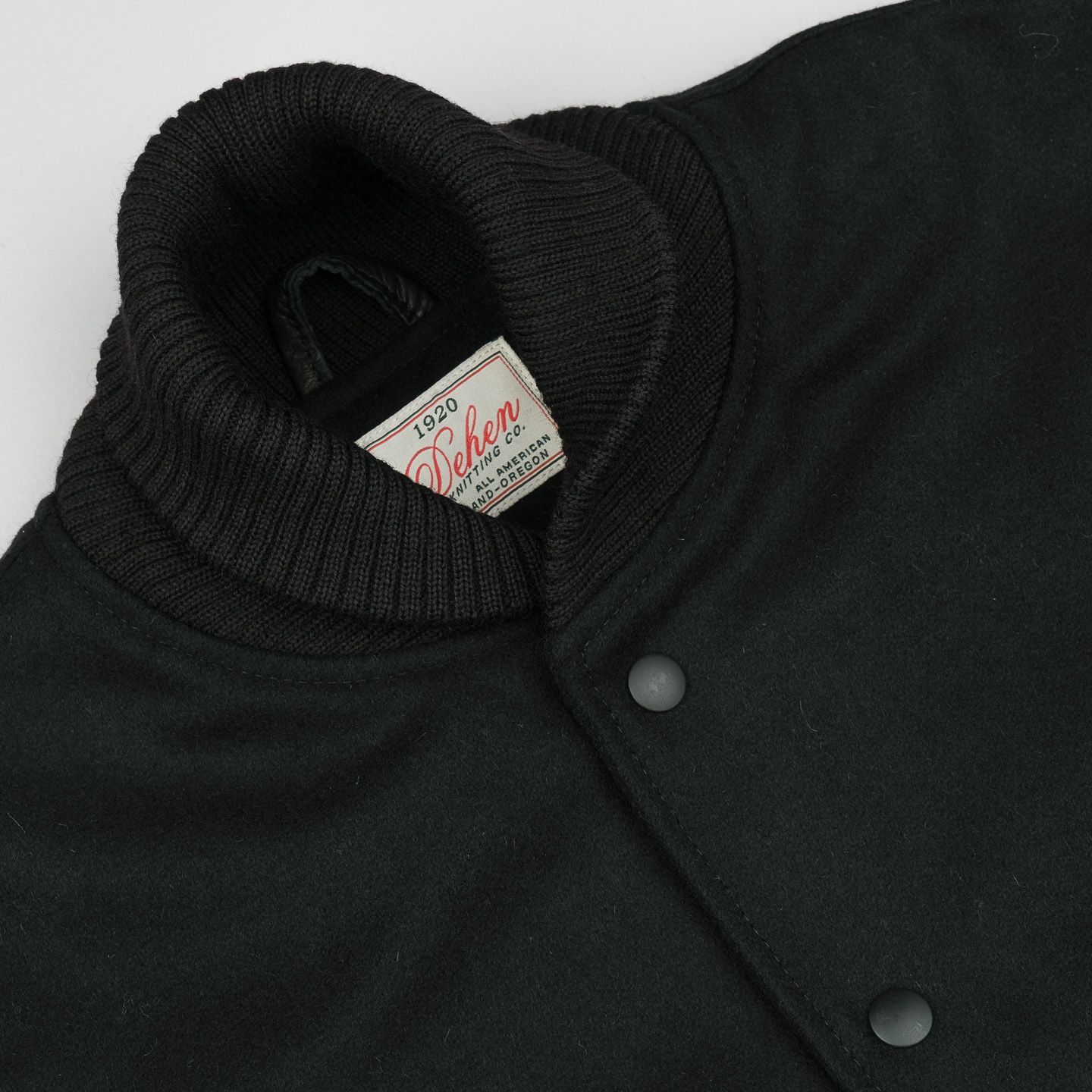 Leather & Wool Varsity Jacket Black - Dehen | Rivet & Hide