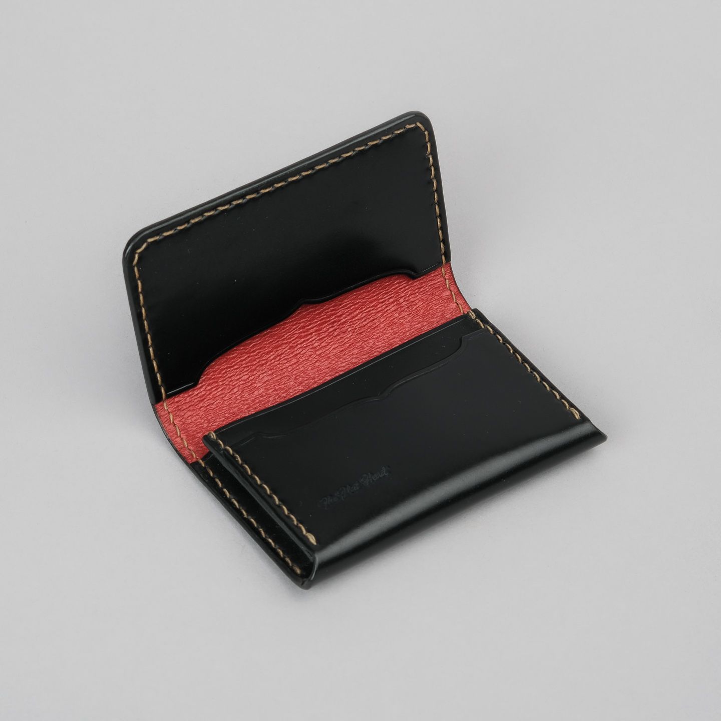 The Flat Head Handsewn Small Cordovan Card Case Black