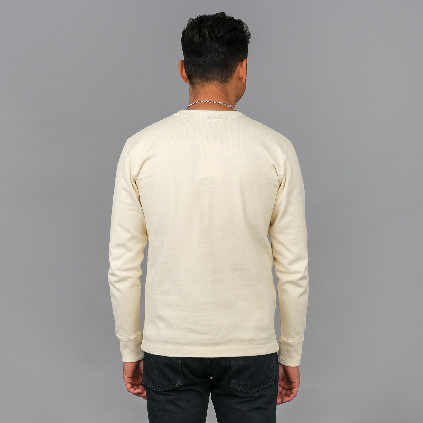 Tシャツ・カットソー RONRON LACE ROUND HEART NECK LONG SLEEVE CREAM RR24CLT3759CR 11oz Cream Cotton Crew Neck - Iron Heart | Rivet & Hide