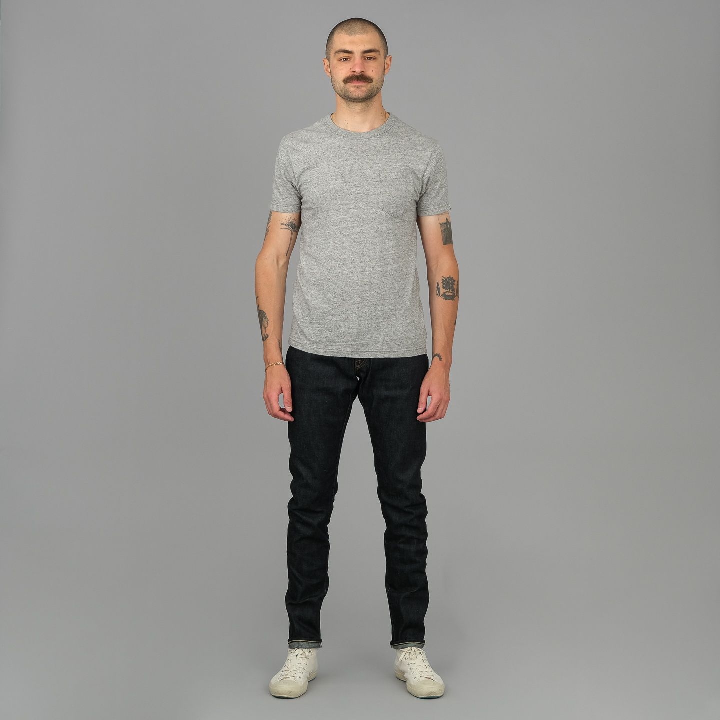 【YOURNUS】Teen Retro Pintuck Half Denim 0405-70G 14oz Grey Selvedge Denim - High Tapered Fit – Blue