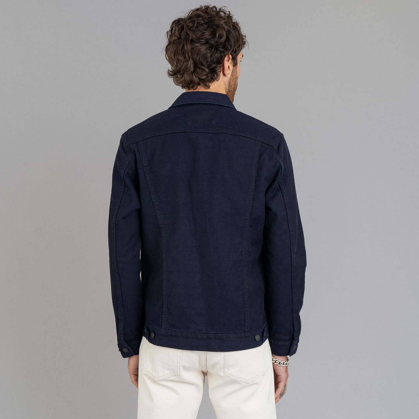t.japan knit jacket グレー Knit-like-denim jacket