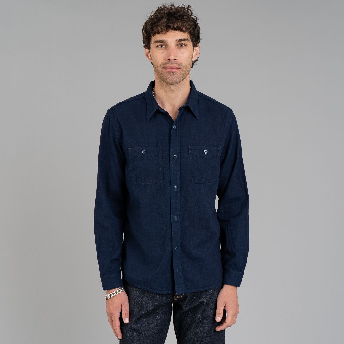 Dobby Work Shirt Indigo - The Flat Head | R&H