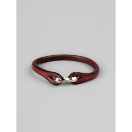 The Flat Head Leather & Silver Single Bracelet - Brown