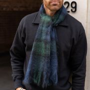 Navy & Green Plaid Mohair Scarf - The Real McCoy's | R&H
