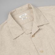 JEMUT☆NORMAN OPEN COLLAR LINEN LIKE SETUP KJSP2622+KJSP2614 Seuvas Cotton Linen Open Collar Shirt - Natural