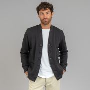 Dehen Extra Heavy Worsted Wool Classic Cardigan - Charcoal