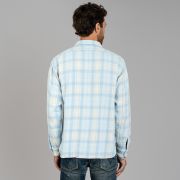 The Real McCoy's Block Check Summer Flannel - Light Blue