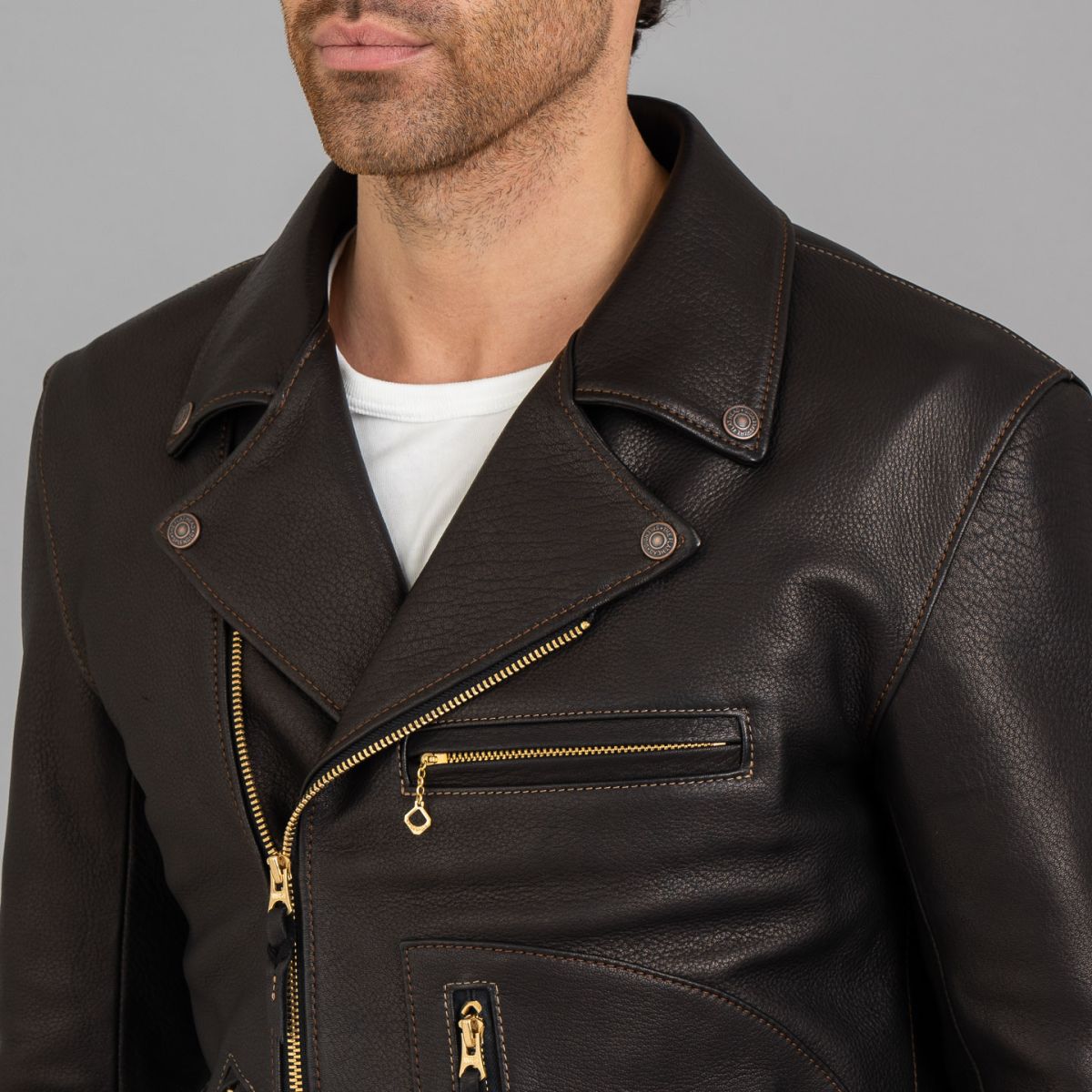 The Flat Head Deerskin Double Rider's Jacket - Black
