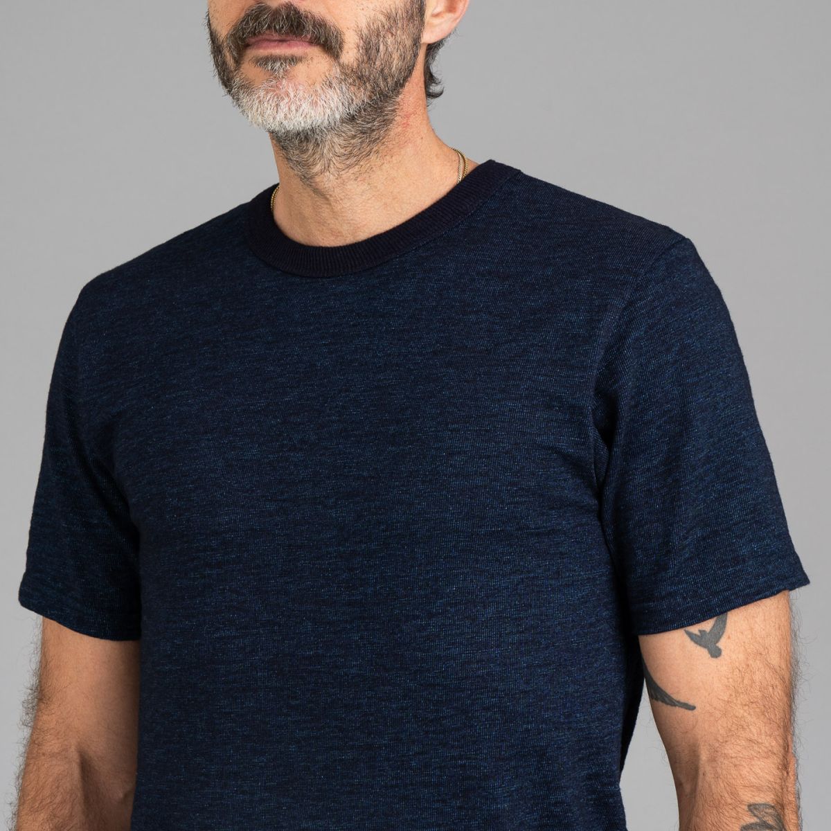No.7 Yarn-Dyed T-Shirt Indigo - UES | R&H