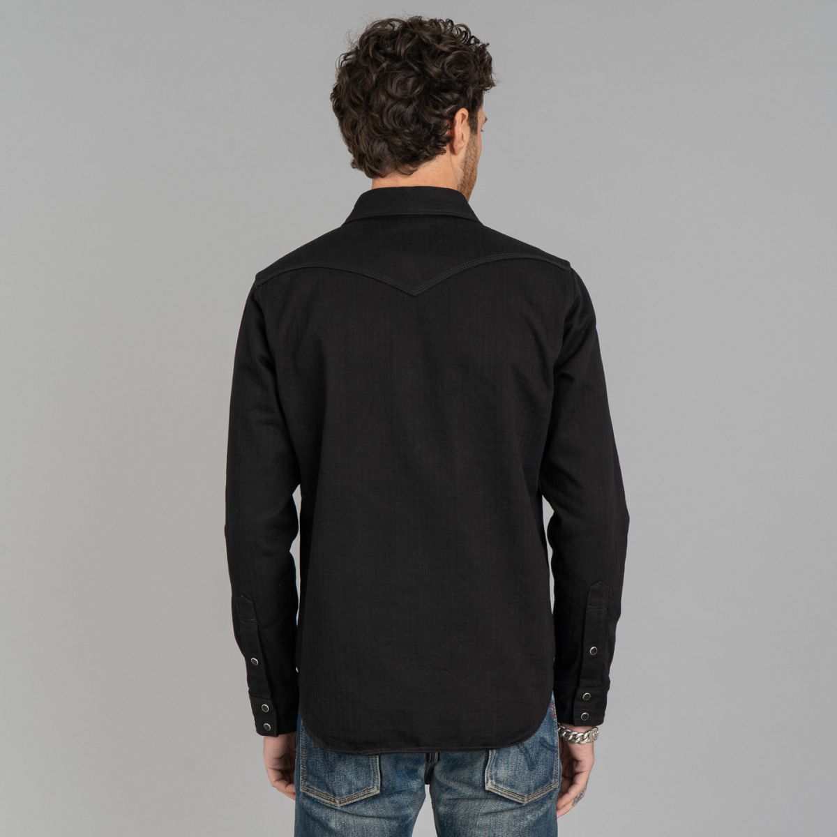 Iron Heart 14oz Herringbone CPO Western Shirt - Black
