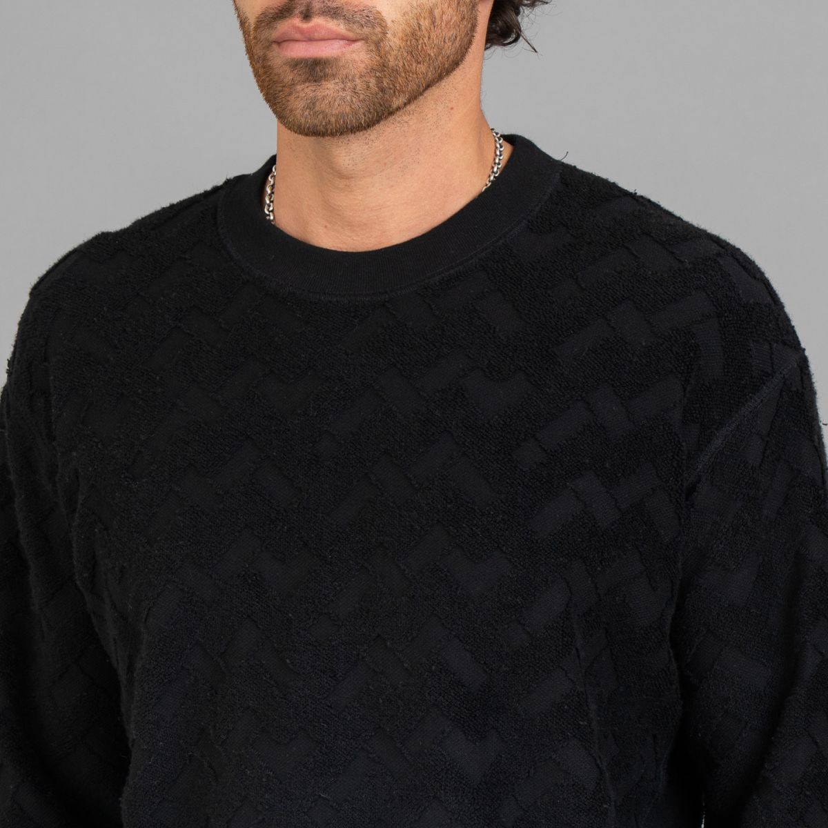 Comme des Garçons Homme Jacquard Check Crewneck Sweater - Black