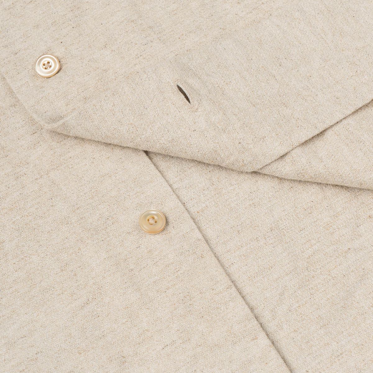 JEMUT☆NORMAN OPEN COLLAR LINEN LIKE SETUP KJSP2622+KJSP2614 Seuvas Cotton Linen Open Collar Shirt - Natural