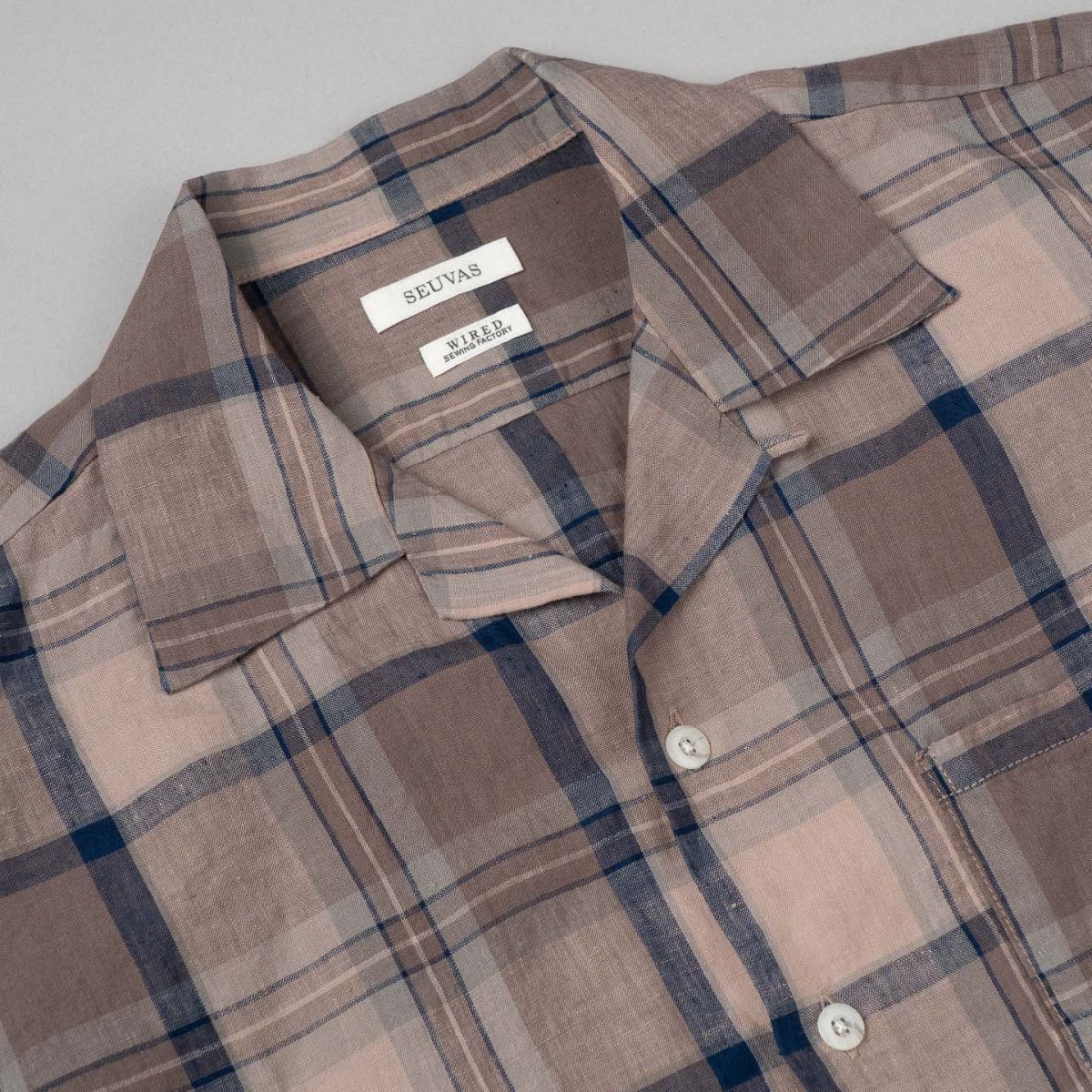 トップス Soerte sheer open collar checked shirt soerte】sheer open collar checked shirt