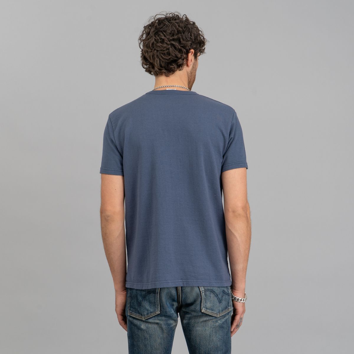 Samurai Inlay Loopwheeled T Shirt - Tetsu-kon Blue