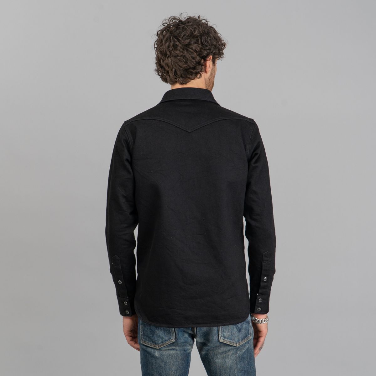 IHSH-295-BB 14oz Black/Black Selvedge Denim Western - Iron Heart