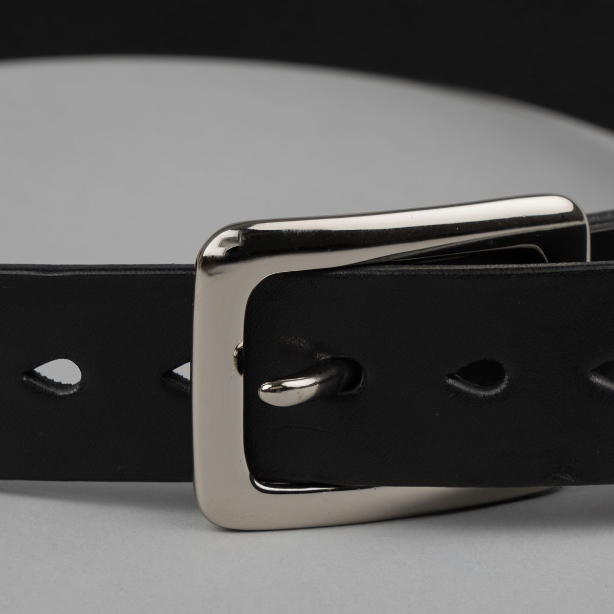 Tochigi Leather & Nickel Belt Black - Iron Heart | R&H Tochigi Leather & Nickel Belt Black - Iron Heart | R&H