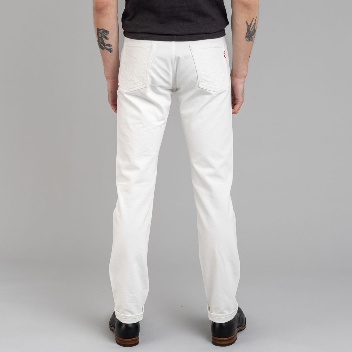 IH-888-WT White Denim Relaxed Tapered Jeans - Iron Heart | R&H