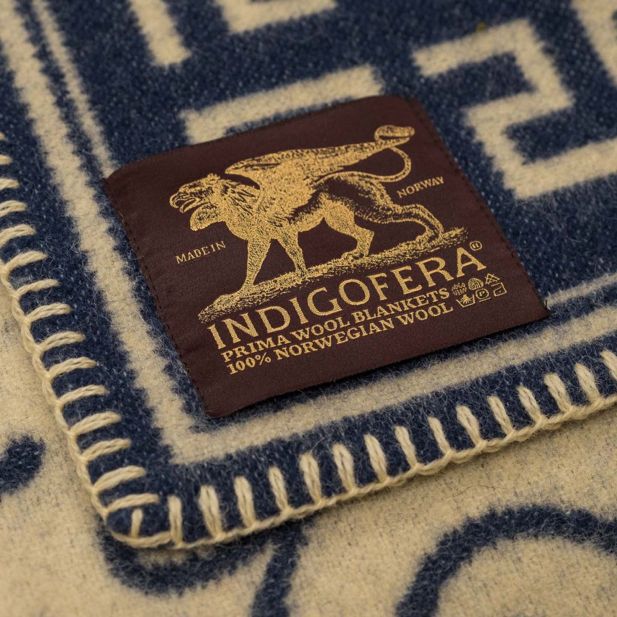 100% Wool Blue Logo Blanket - Indigofera | Rivet & Hide
