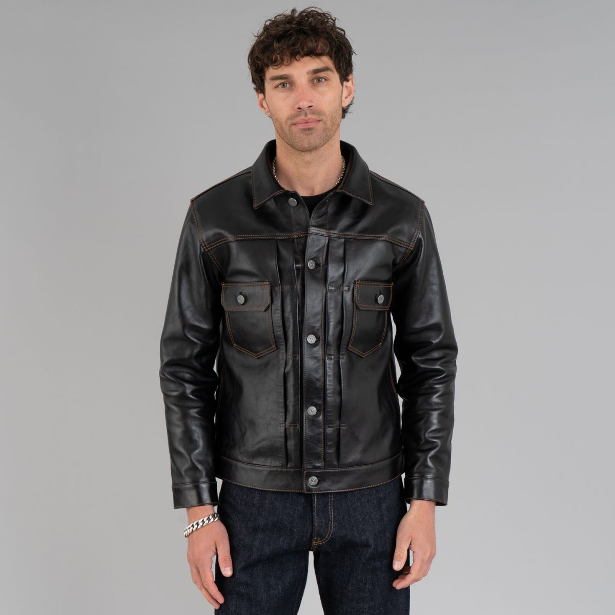 The Flat Head ブラックジャケット 42 The Flat Head Horsehide '50s Type II Jacket - Black